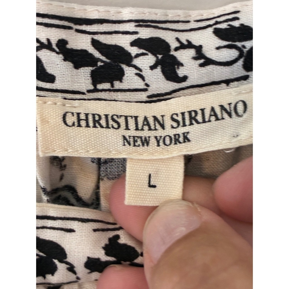 Christian Siriano New York Floral Toile Crochet Lace Peasant Blouse Blck White L - Picture 8 of 8